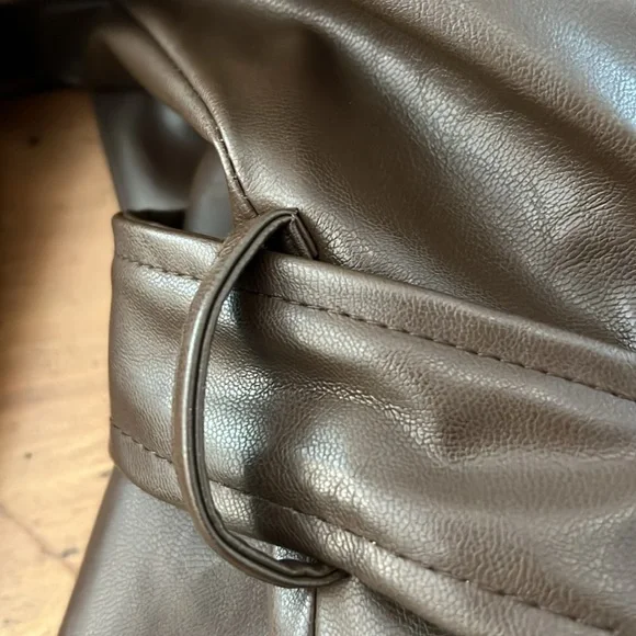 Brown Faux Lether Jacket by egreis size M - Picture 16 of 17